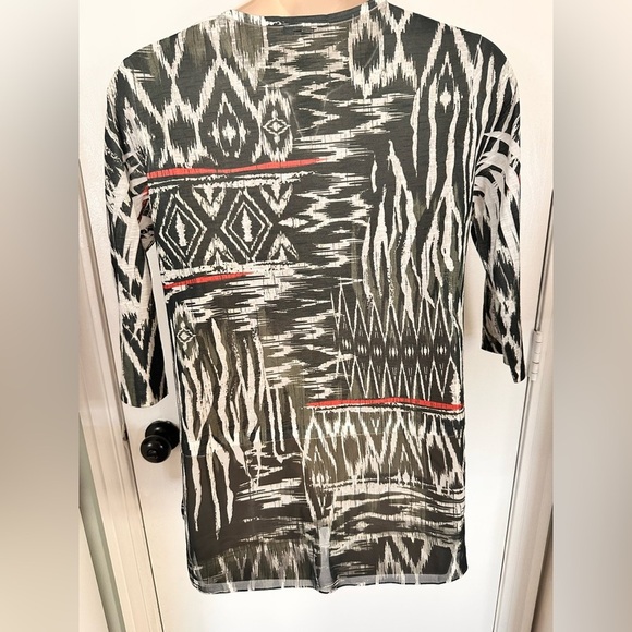 Jess & Jane Contrast Bold Abstract Tribak Print Tunic Top Size L #1704 - Picture 3 of 11
